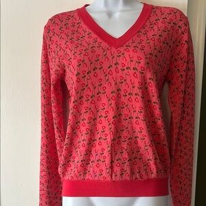 VINTAGE Bonnie and Bill Long Sleeve Rose V-Neck Top